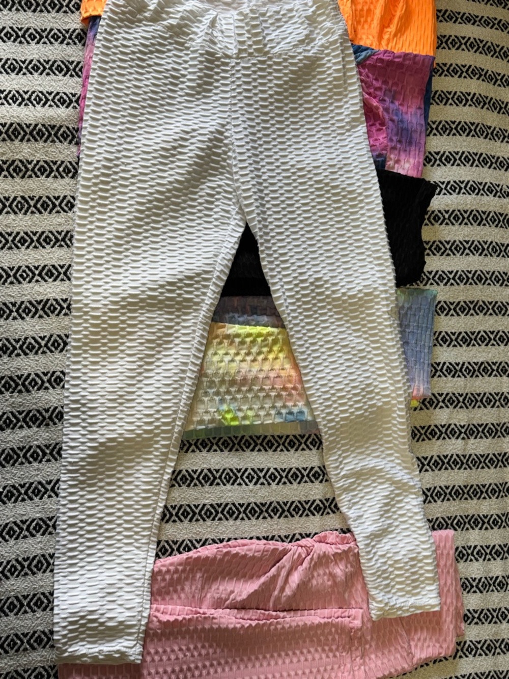 6 Pair Women’s Textured Active Shorts - Orange, Black, White, Pink & Tie-Dye - Picture 7 of 8